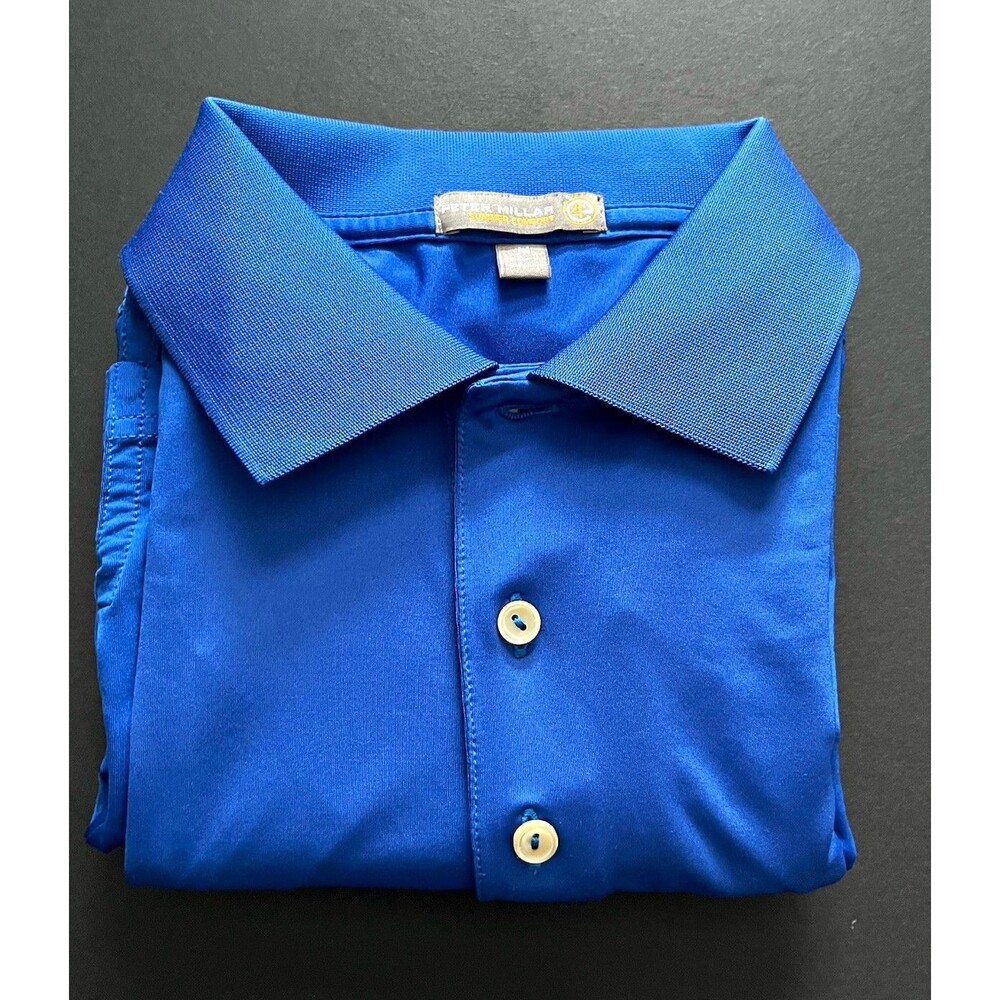 Peter Millar Summer Medium Comfort Polo Shirt Men’s Blue Solid Performance
